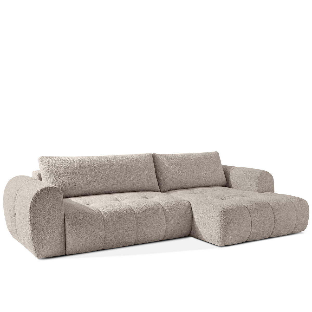 ECKSOFA RECHTS LIRA, Grau, Bouclé - Grau, Holz/Holzwerkstoff (295/112cm) - KONSIMO®