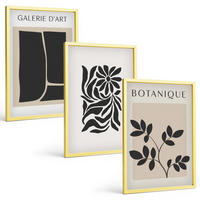 BILDER SET 3er Set - 40x60 cm Goldrahmen - Abstrakte Pflanzenmuster - Goldfarben, Kunststoff (40/60cm) - TULUP