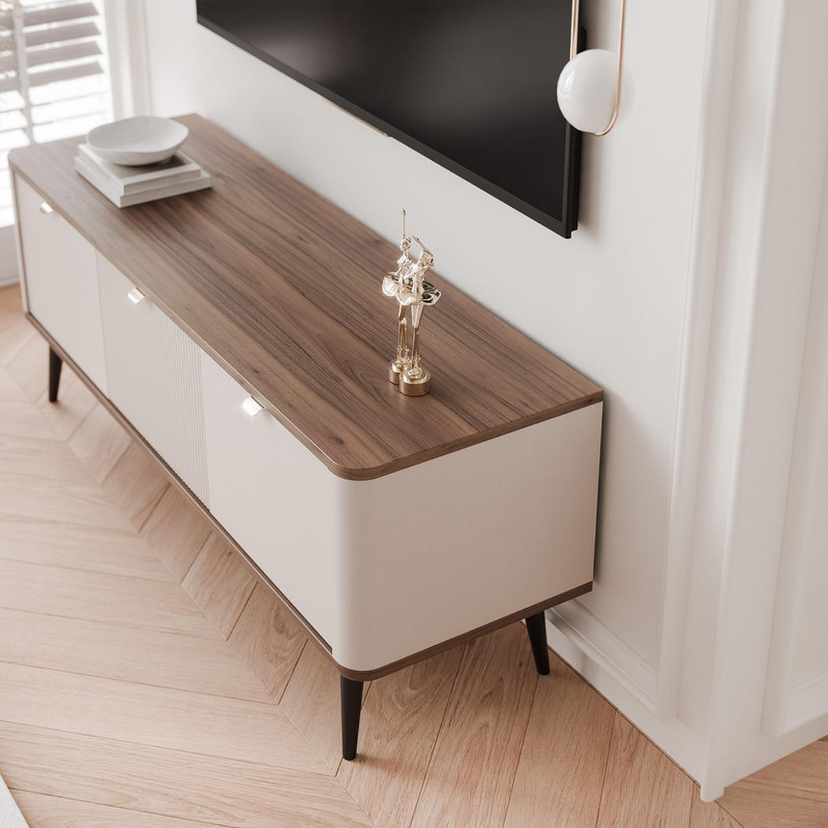 TV-LOWBOARD NAVANI stehend, 130 cm Kaschmir/Nussbaum - Nussbaumfarben/Schwarz, Holzwerkstoff/Metall (130/52/40cm) - Idohome