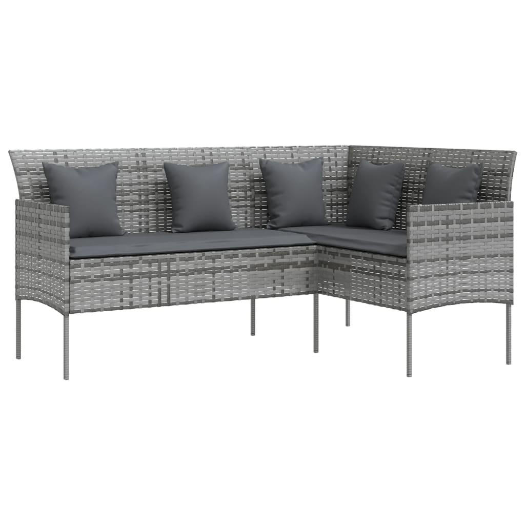 SOFA In L-Form Mit Kissen Poly Rattan Grau - Anthrazit/Grau, Kunststoff/Textil (161.5/80/113cm) - vidaXL