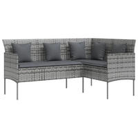 SOFA In L-Form Mit Kissen Poly Rattan Grau - Anthrazit/Grau, Kunststoff/Textil (161.5/80/113cm) - vidaXL