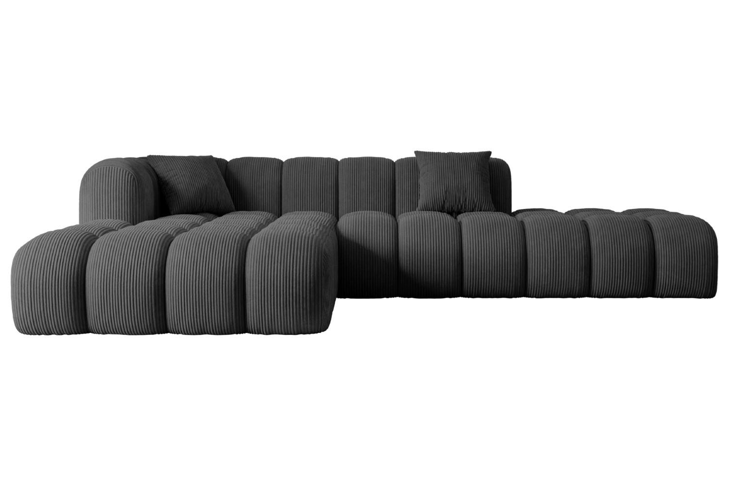 ECKSOFA Ottomane Links OLEA-L2 - 289x176x71 cm Grau Bouclé - Schwarz/Grau, Holzwerkstoff/Kunststoff (190/309cm) - ALTDECOR