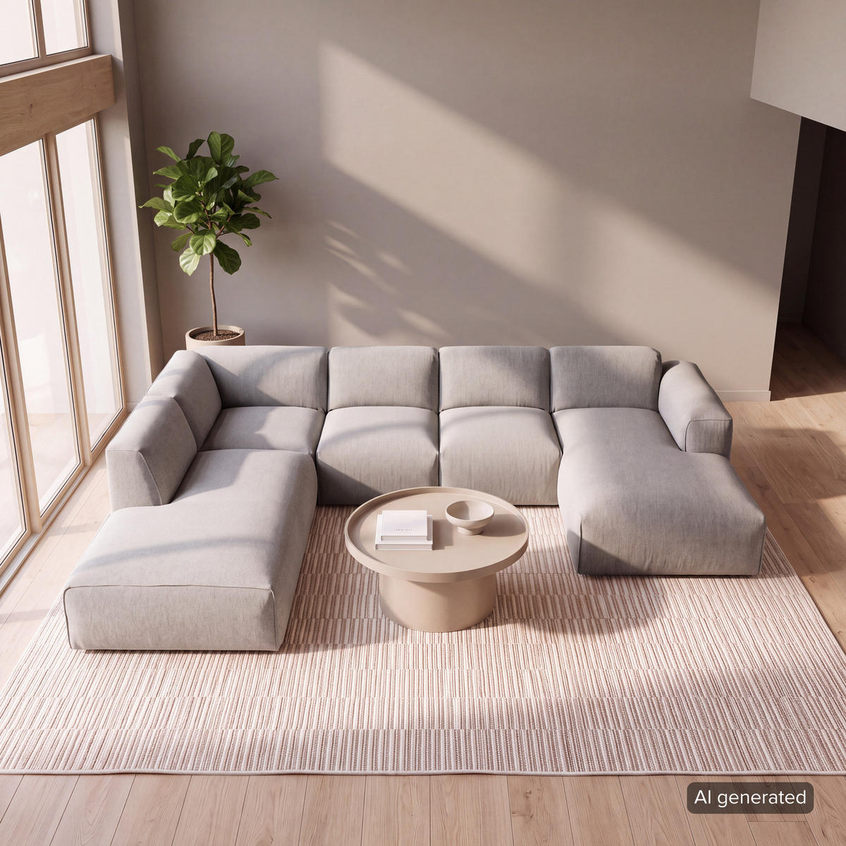 WOHNLANDSCHAFT mit Longchair - Hellgrau/Schwarz, Kunststoff/Textil (325/71/235cm) - home24