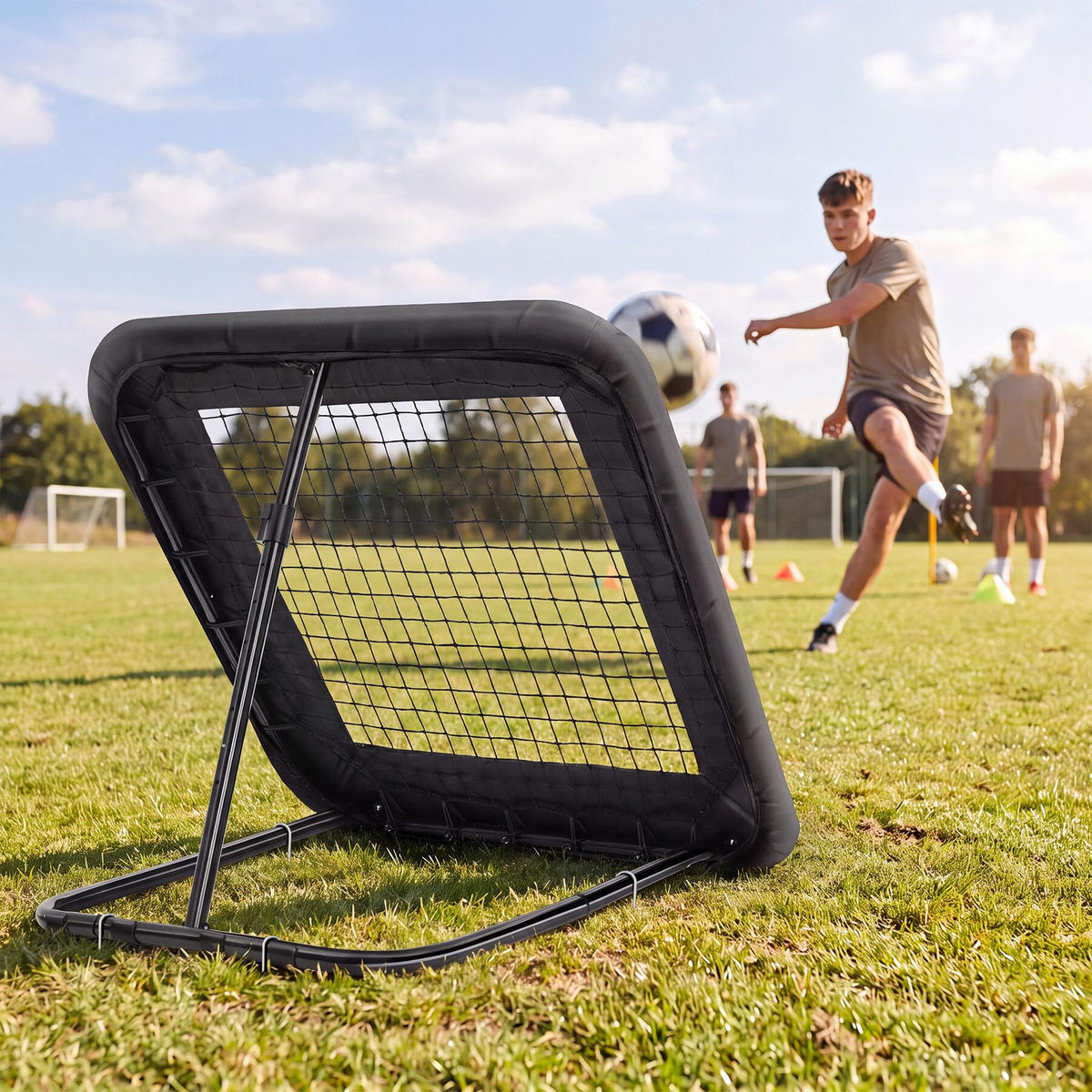 REBOUNDER FÜR FUSSBALL Alphonso, 100 x 100 cm, schwarz - Schwarz, Kunststoff (100/95cm) - tectake