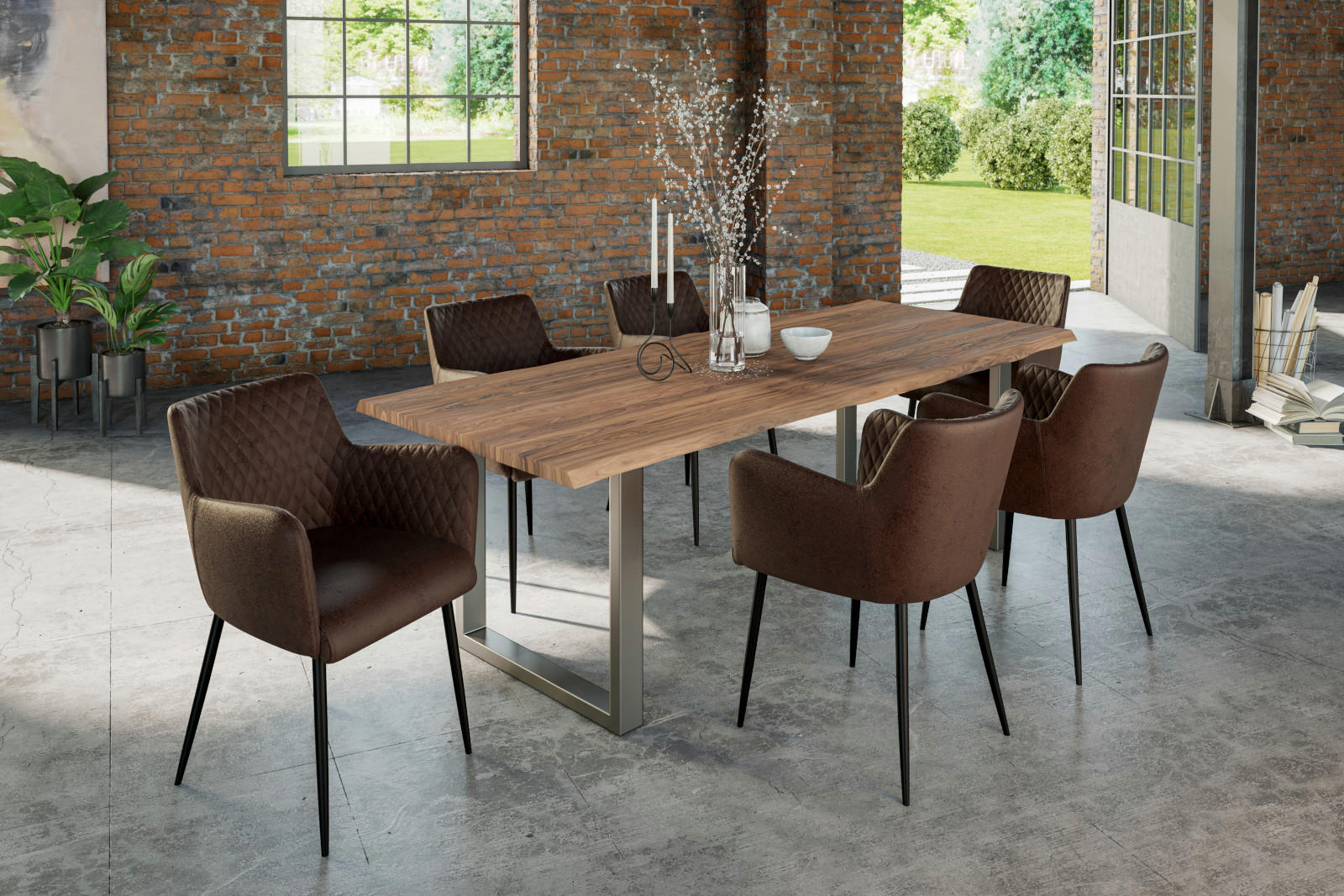 ESSTISCH LAUREN - Beige/Silberfarben, Holz/Metall (100/240/77cm) - SAM