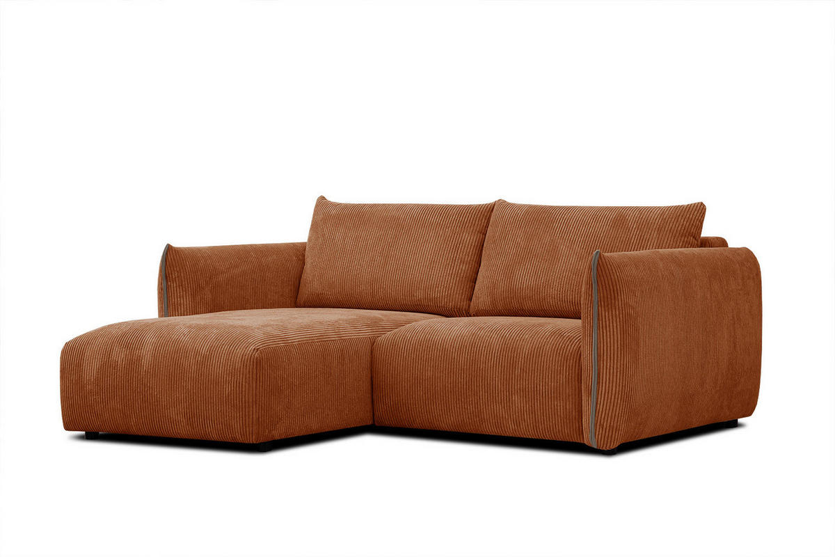 ECKSOFA TAUER 3-Sitzer, orange - Schwarz/Orange, Holzwerkstoff/Kunststoff (173/206cm) - Courtois Laville