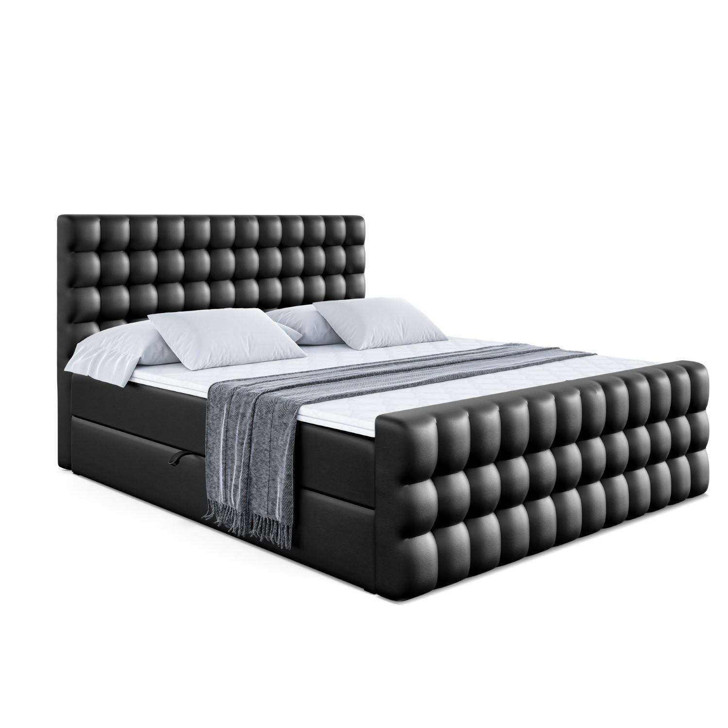 Altdecor Boxbett Schwarz Hochglanz 140x200 cm