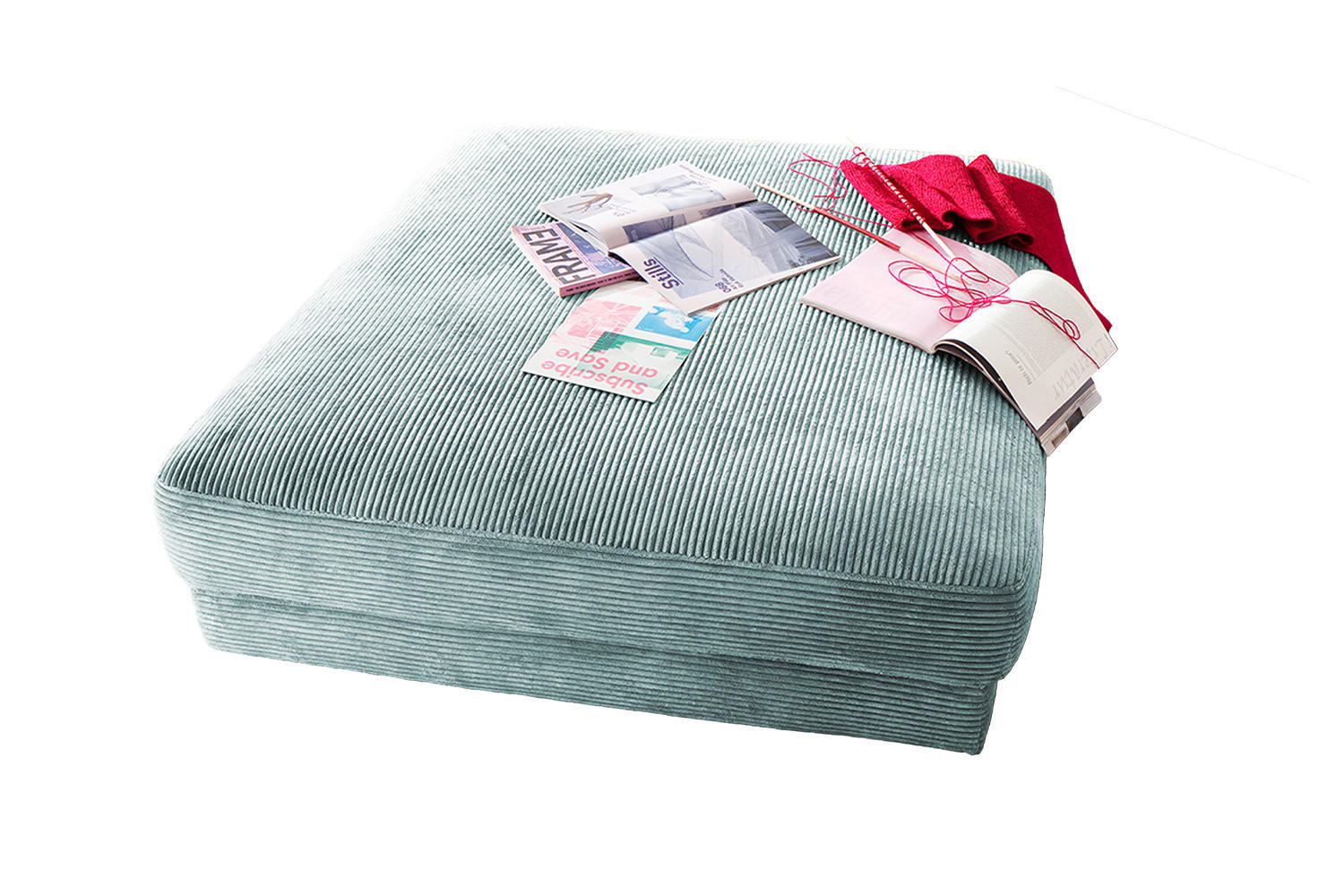 BIG HOCKER MADELINE Hellblau Cord - Hellblau, Textil (120/43/120cm) - KAWOLA