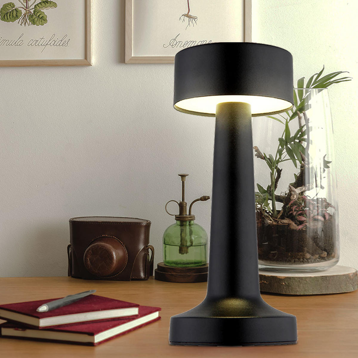 LED TISCHLEUCHTE ANGELIKA Schwarz - Schwarz, Metall (9/9/21cm) - Globo Lighting