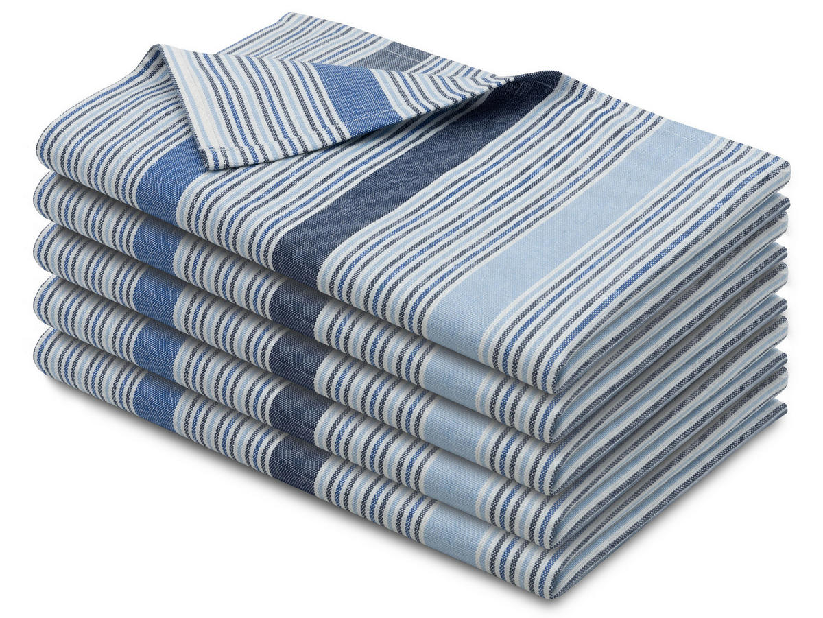 GESCHIRRTÜCHER, 5er-Set, 50x70 cm, 100% Baumwolle, Blau - Blau, Textil (50/70cm) - Zollner