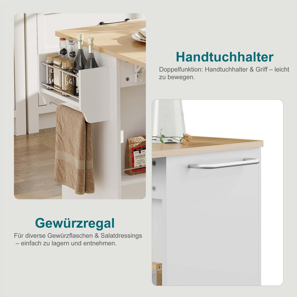 KÜCHENINSEL 136.5/67.5/92.8 cm Weiß mit 1 Schubladen und Schrank - Weiß, Holz/Holzwerkstoff (136.5/92.8/67.5cm) - Oxeza