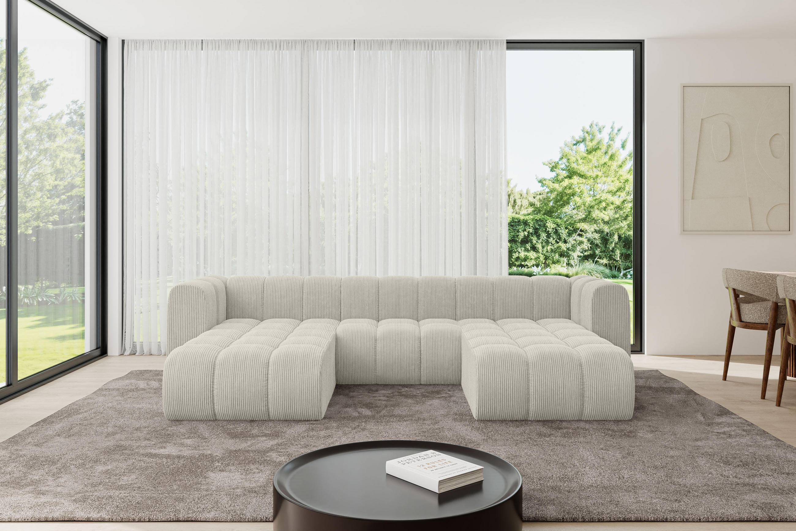 WOHNLANDSCHAFT modulares Sofa Joren-U1 - 319x177x70 cm Hellgrau - Hellgrau, Holzwerkstoff/Textil (319/70/177cm) - ALTDECOR