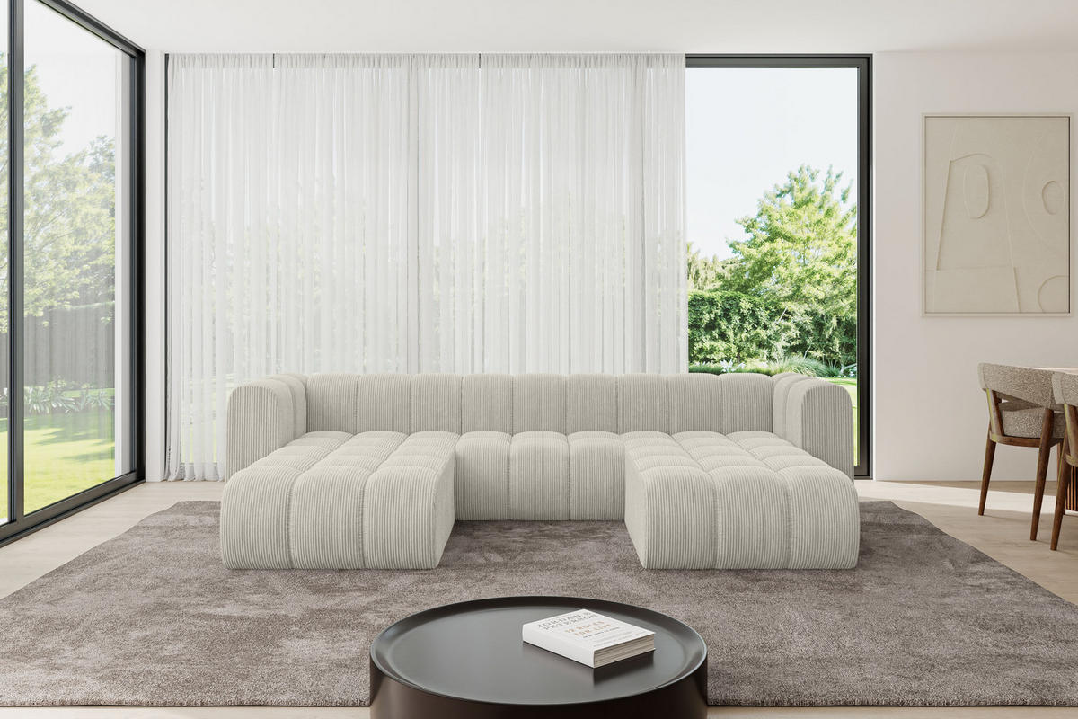 WOHNLANDSCHAFT modulares Sofa Joren-U1 - 319x177x70 cm Hellgrau - Hellgrau, Holzwerkstoff/Textil (319/70/177cm) - ALTDECOR