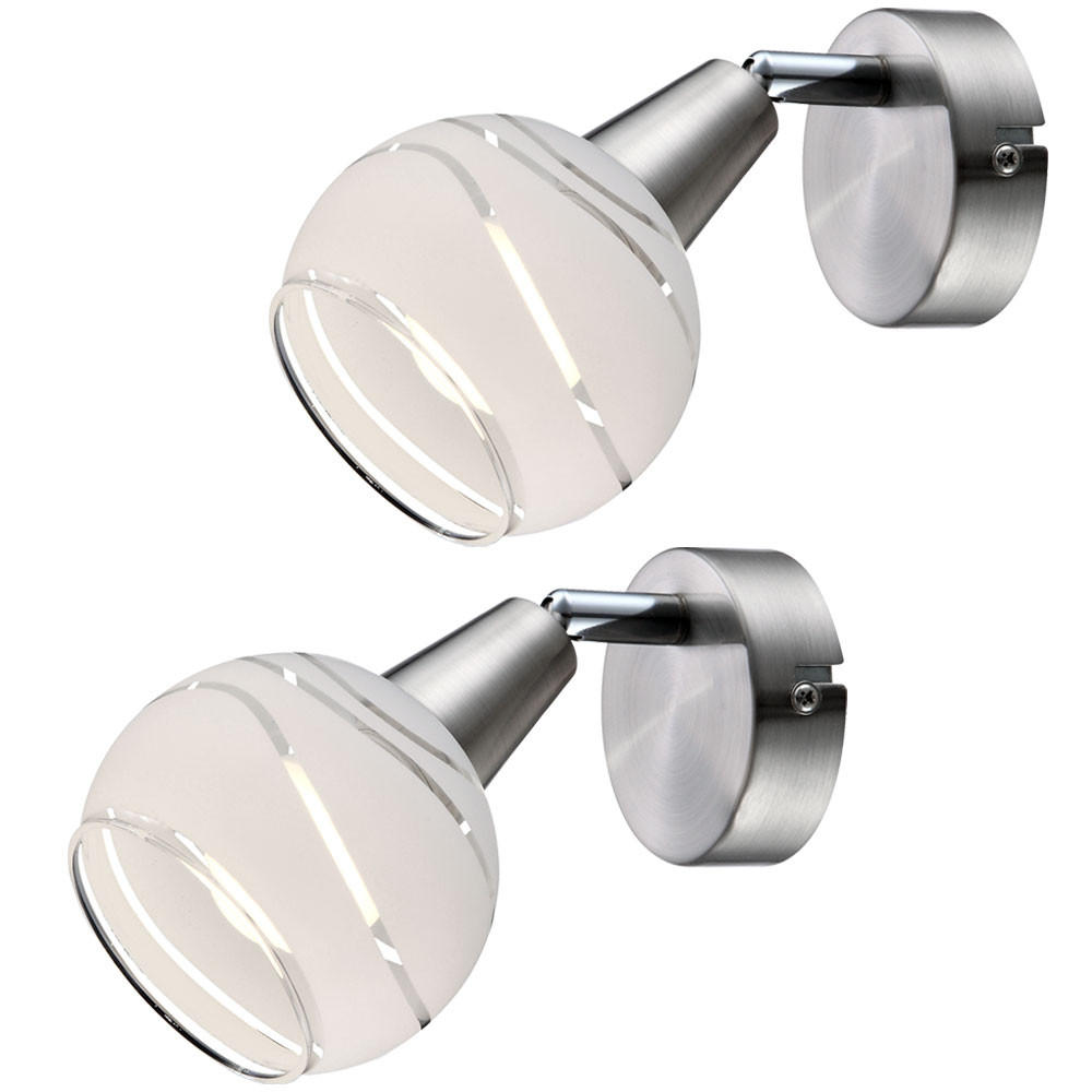LED WANDLEUCHTE Elliott Silber matt satiniert 2er Set - Silberfarben, Glas (10/15/19cm)