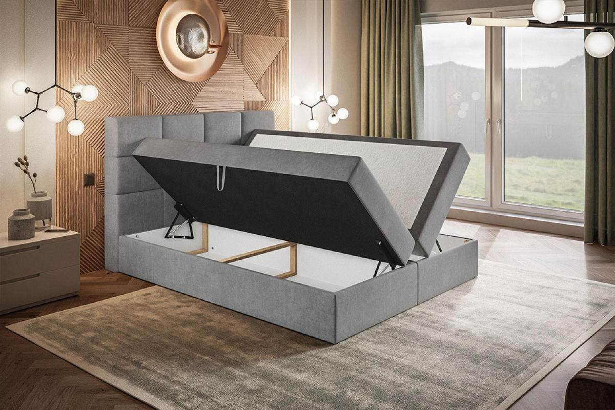 BOXSPRINGBETT mit Topper 180x200 Solo, Bettkasten, Matratze, Grün - Grün, Holz/Textil (180/200cm) - Emporius