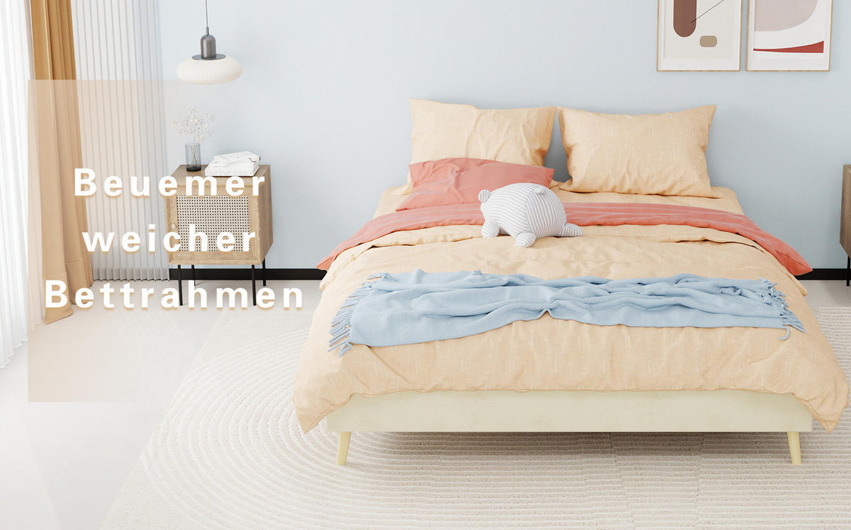 POLSTERBETT 160/200 cm mit stabiler Mehrfachstütze und modernem Design, Beige - Beige, Textil (160/200cm) - Redom