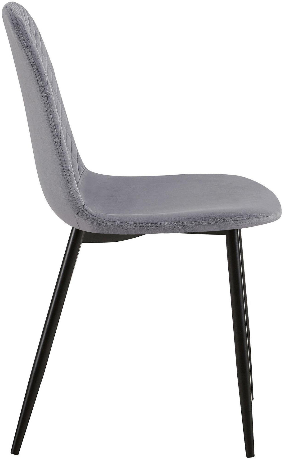 STUHL Samt Grau - Schwarz/Grau, Textil/Metall (44/88/54cm) - CLP