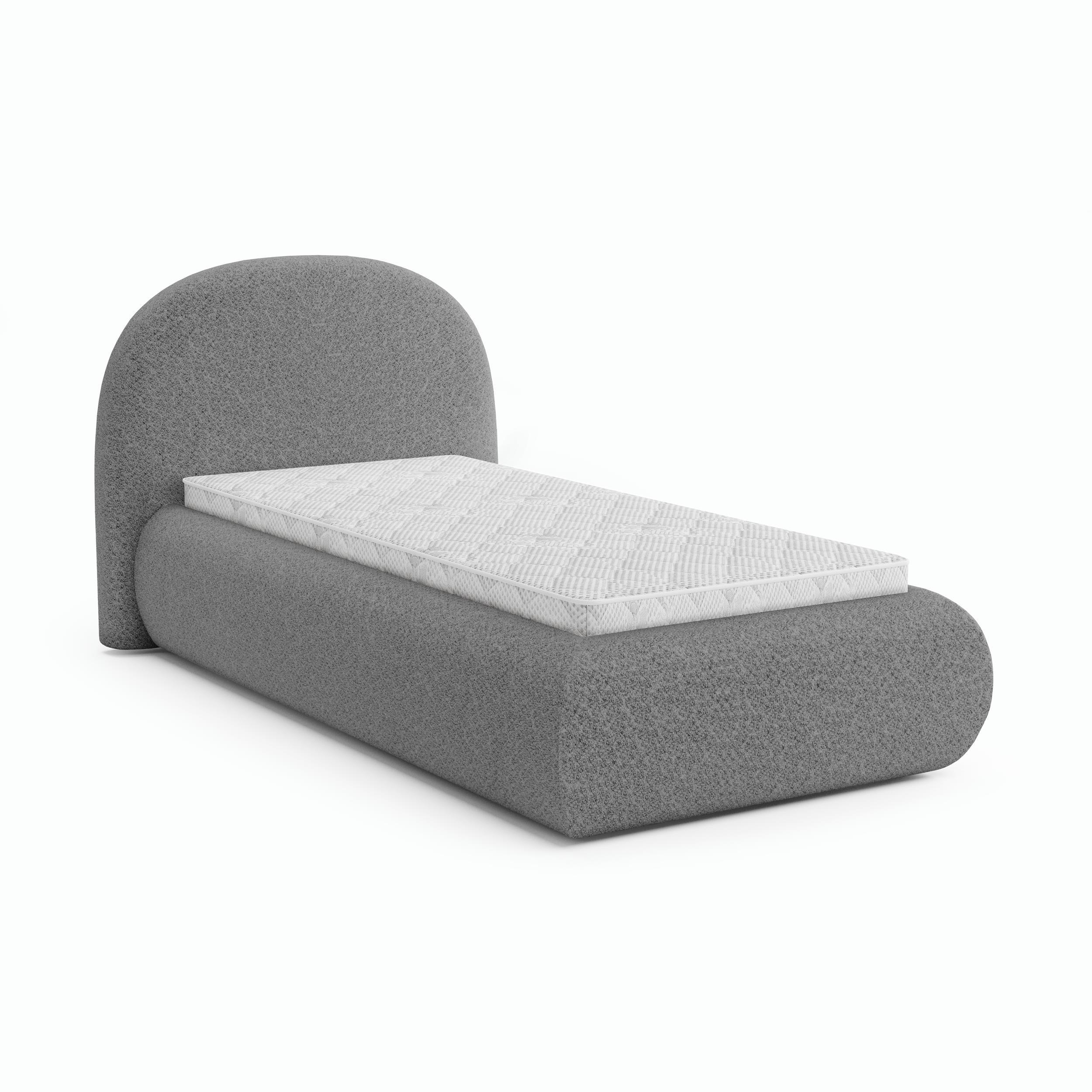 Beautysofa ČALOUNĚNÁ POSTEL Motti 90×200, jednolůžko s úložným prostorem a pěnovou matrací 10 cm, tmavě šedá