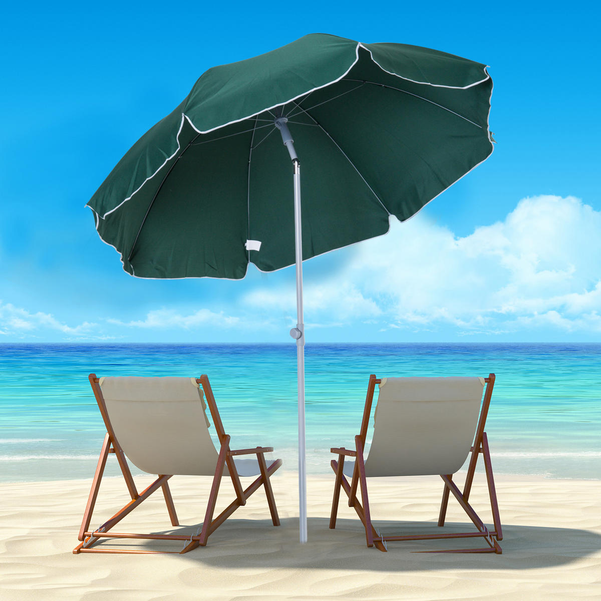 SONNENSCHIRM DE-11442 neigbar, octogonal, Ø 2 m Grün - Grün, Metall (202/202cm) - ComfortXL