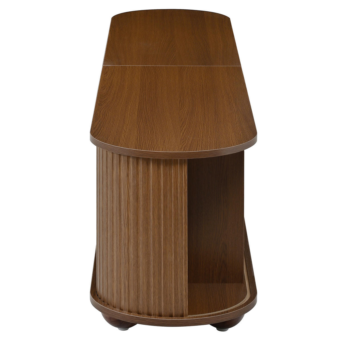 TV-SCHRANKSET Couchtisch Rund Relief Schiebetüren MDF - Walnussfarben, Holzwerkstoff (180/45/35cm) - FLIEKS
