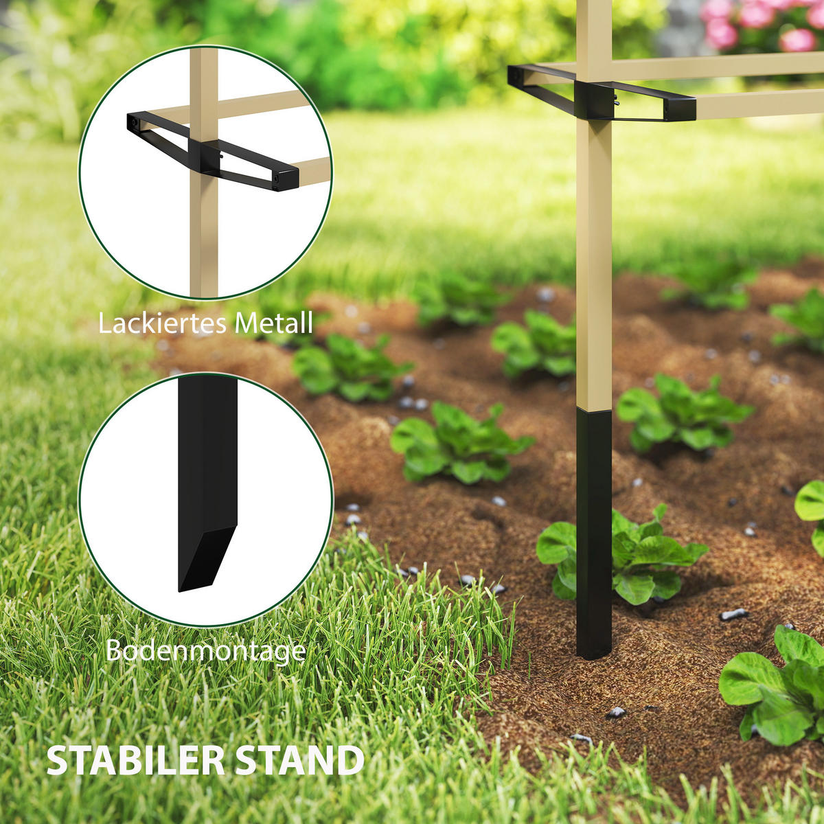 RANKHILFE aus Metall Naturholz - Naturfarben, Metall (34/139/119cm) - Outsunny