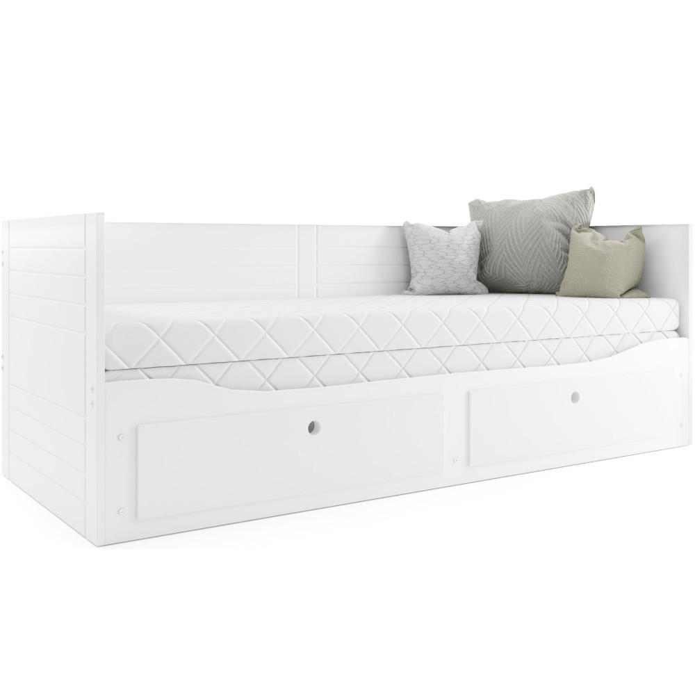 TAGESBETT Hermes 200x80/160cm Weiß mit Lattenrost und Schubladen - Weiß, Holzwerkstoff (160/200cm) - Interbeds