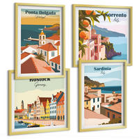 BILDER SET 4er Set - 50x50 cm & 40x60 cm Goldrahmen - Ansichten europäischer Häfen - Goldfarben, Kunststoff (50/50cm) - TULUP