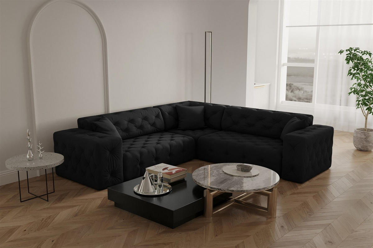 ECKSOFA Chantal - Schwarz, Holzwerkstoff/Textil (246/246cm) - Fun Möbel