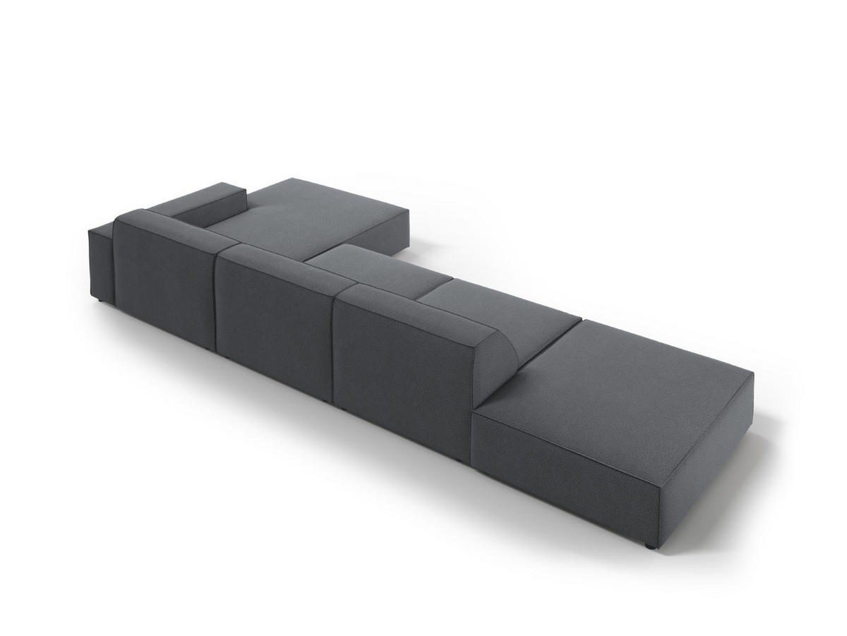 ECKSOFA rechts Jodie aus strukturiertem Stoff dunkelgrau 5 Sitzplätze - Dunkelgrau, Textil (166/341cm) - Micadoni