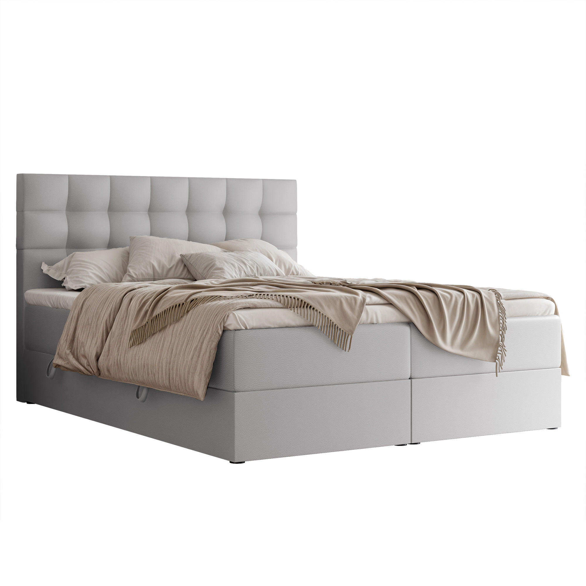 BOXBETT GRAND 180/200 cm, in Grau, mit Matratze und Topper - Grau, Holzwerkstoff/Textil (180/200cm) - Idohome