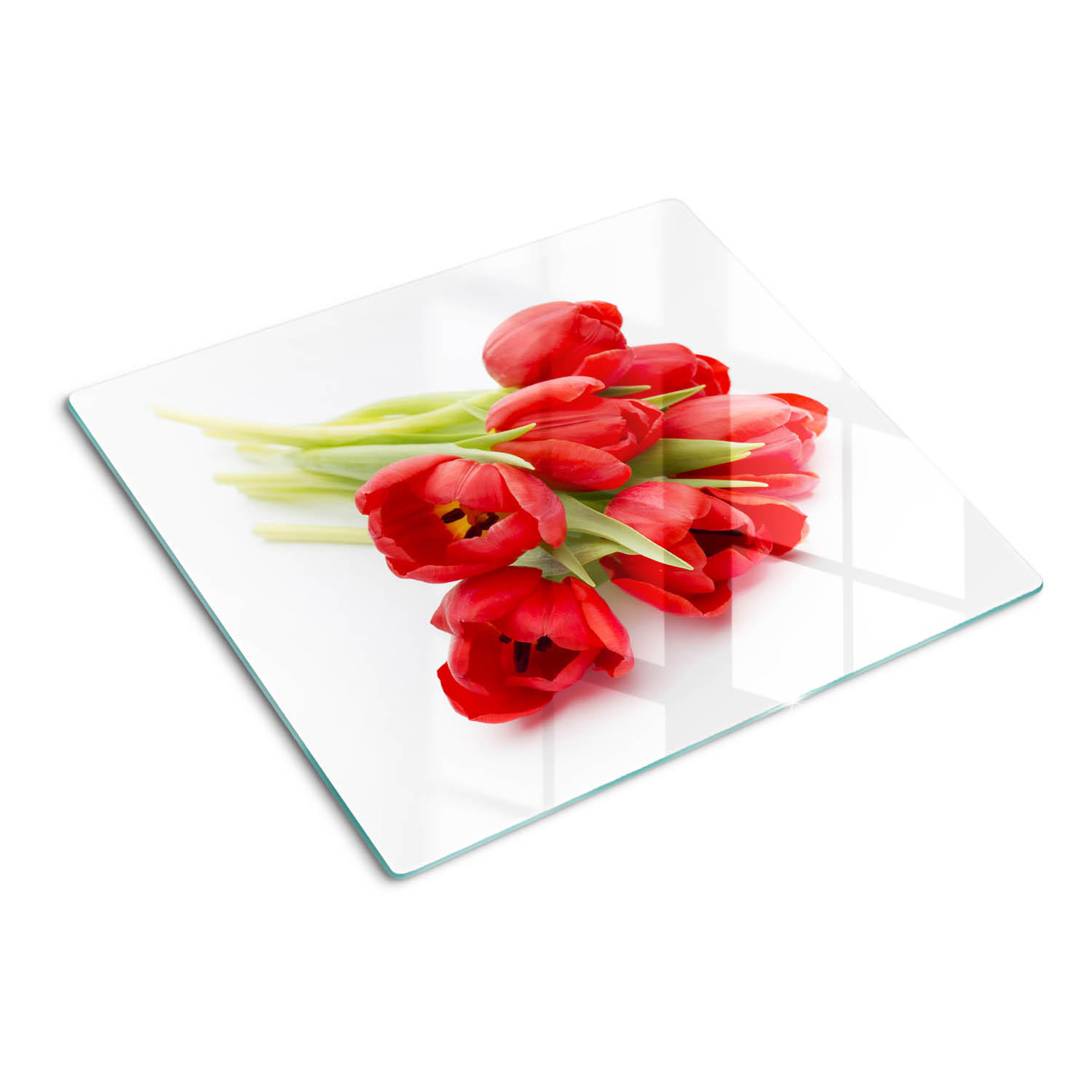 GLASPLATTE 60x52 cm Rote Tulpen - Rot, Glas (60/0.4/52cm) - TULUP