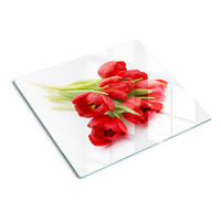 GLASPLATTE 60x52 cm Rote Tulpen - Rot, Glas (60/0.4/52cm) - TULUP