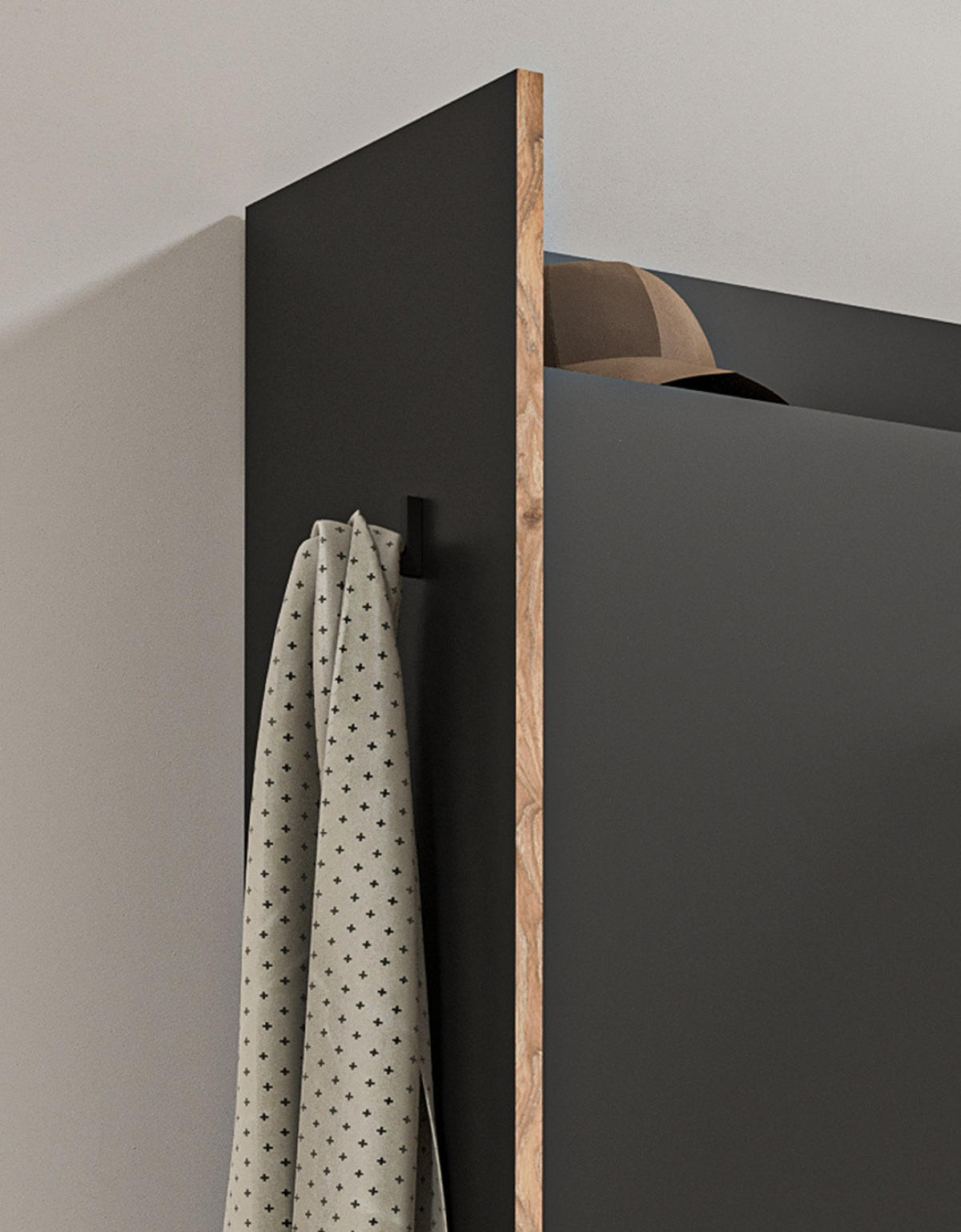 GARDEROBE grau und Nox Eiche, Kompaktgarderobe 105 x 189 cm, Salud - Dunkelgrau/Schwarz, Holzwerkstoff/Kunststoff (105/189/37cm) - Inn.Furn