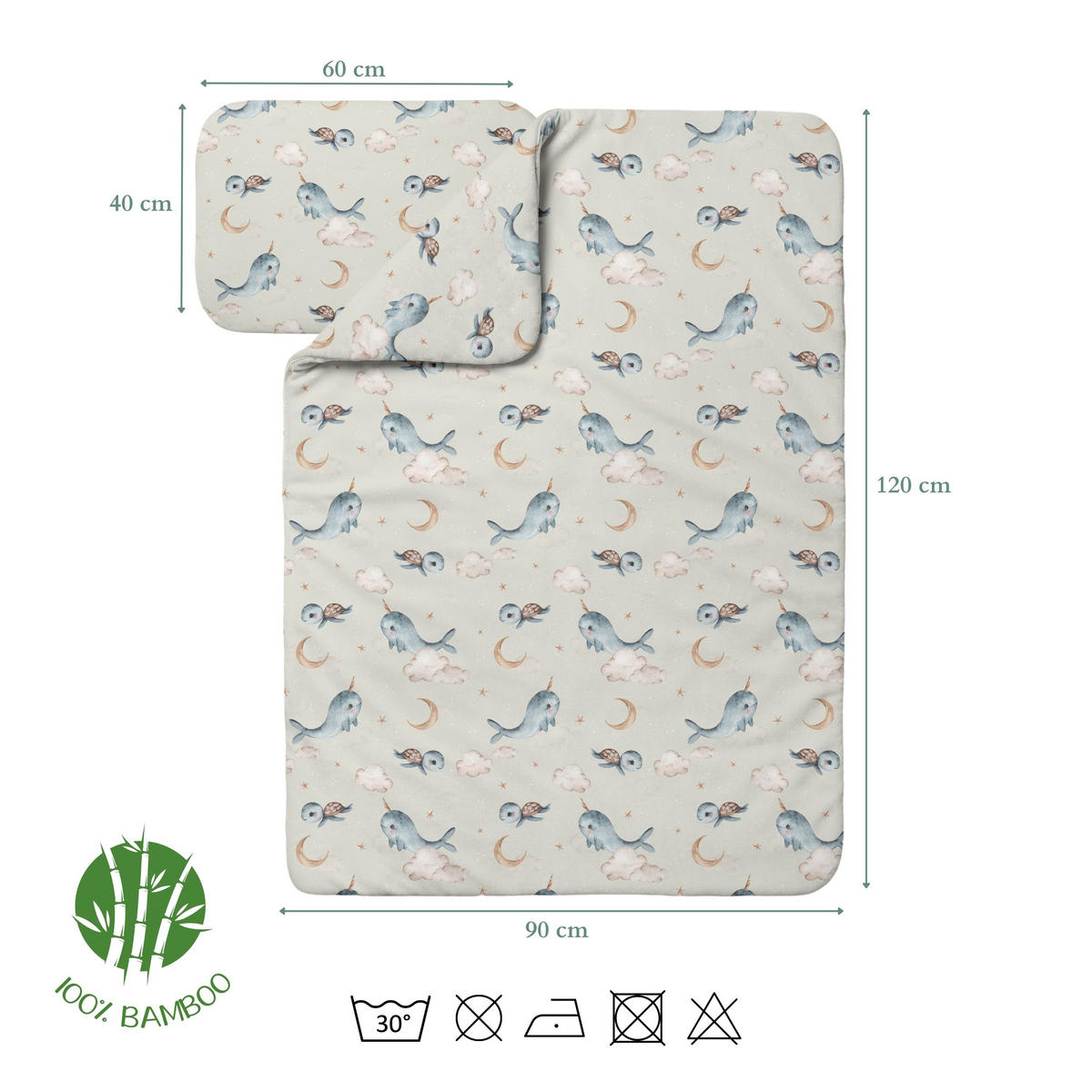 BAMBUSOVA posteljnina za dojenčke Kiti - olivno zelena, tekstil (90/120cm) - waldin