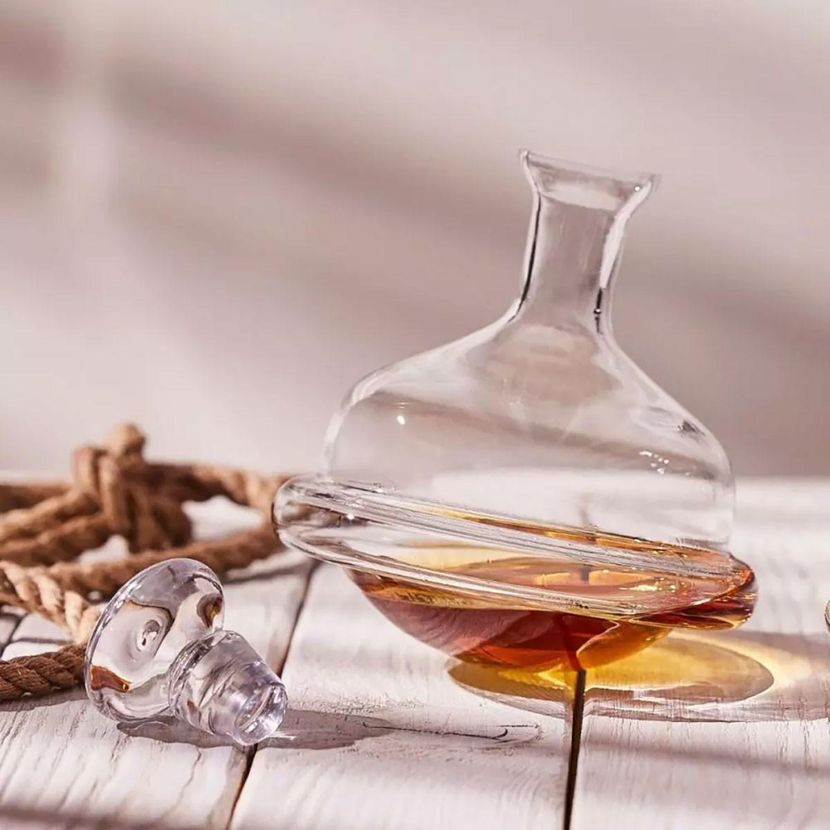 WHISKYKARAFFE MIT STOPPER Roly-Poly, 750 ml, Handgemacht - Transparent, Glas (0.75L) - Krosno Glass