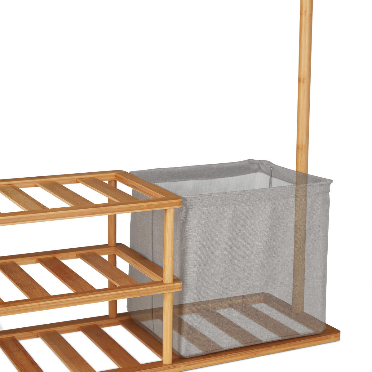 KLEIDERSTÄNDER - Hellbraun, Holz/Textil (124/154/33cm) - Relaxdays