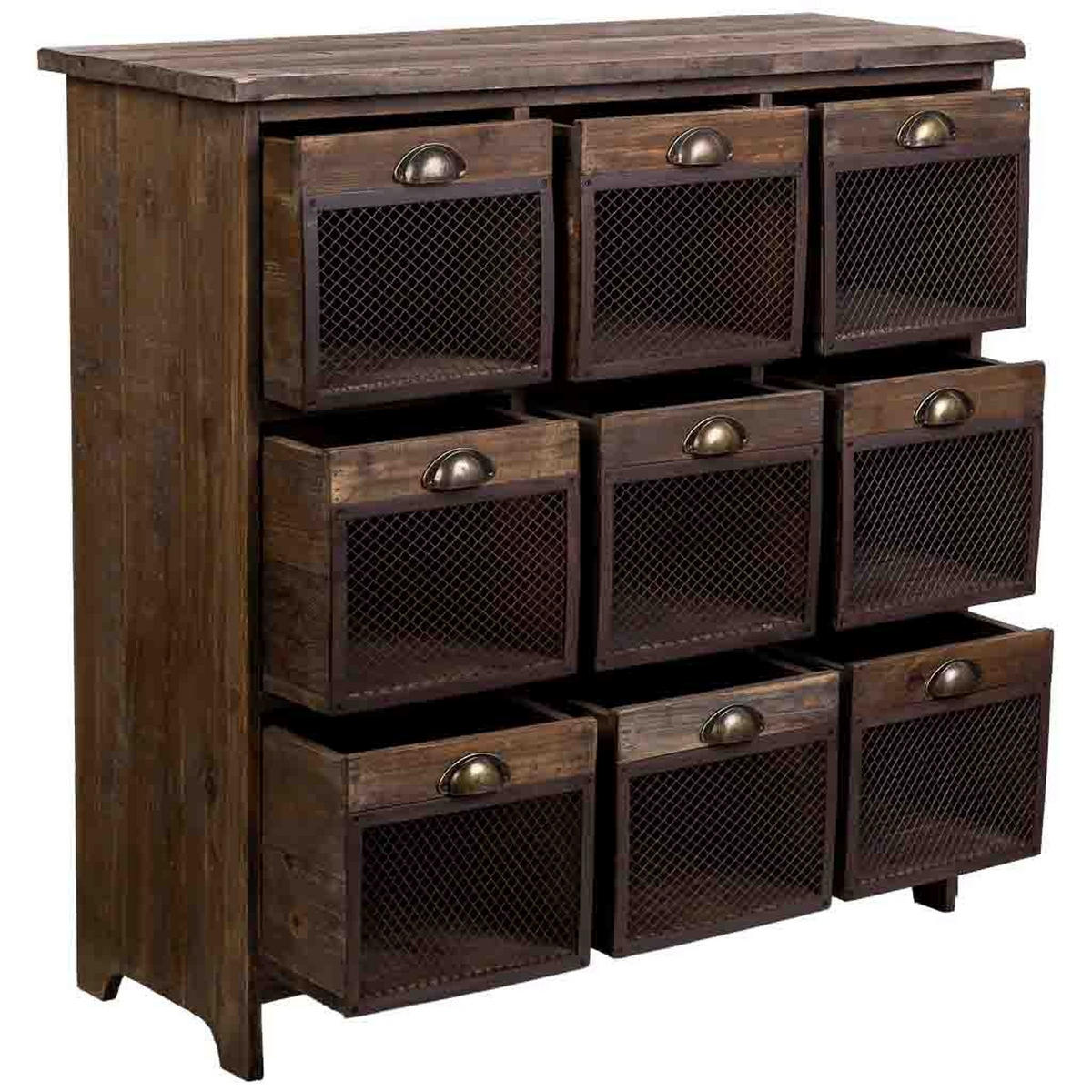 KOMMODE mit 9 Schubladen 94x35x94 cm Braun - Braun, Holz (94.5/94.5/35cm) - Wanderlust