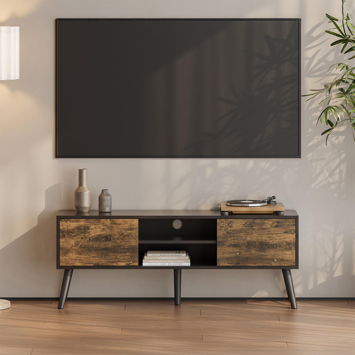 LOWBOARD Eskilstuna - Braun, Holz/Holzwerkstoff (120/46.5/29.5cm) - [en.casa]