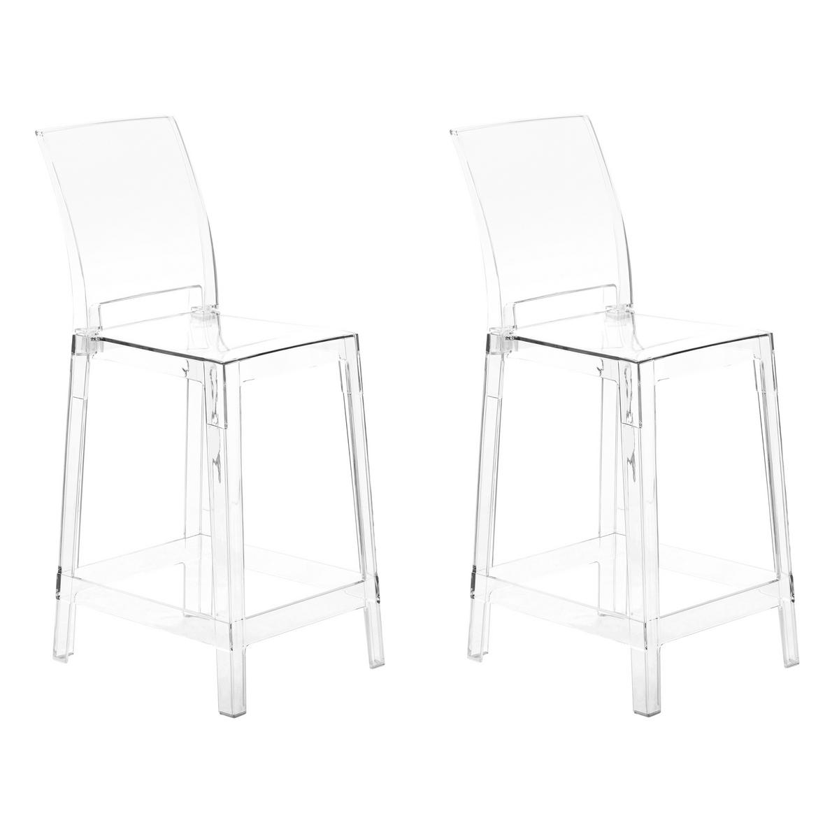 BARSTÜHLE 2er-Set Kunststoff Transparent Wellington - Transparent, Kunststoff (41/99/48cm) - Beliani