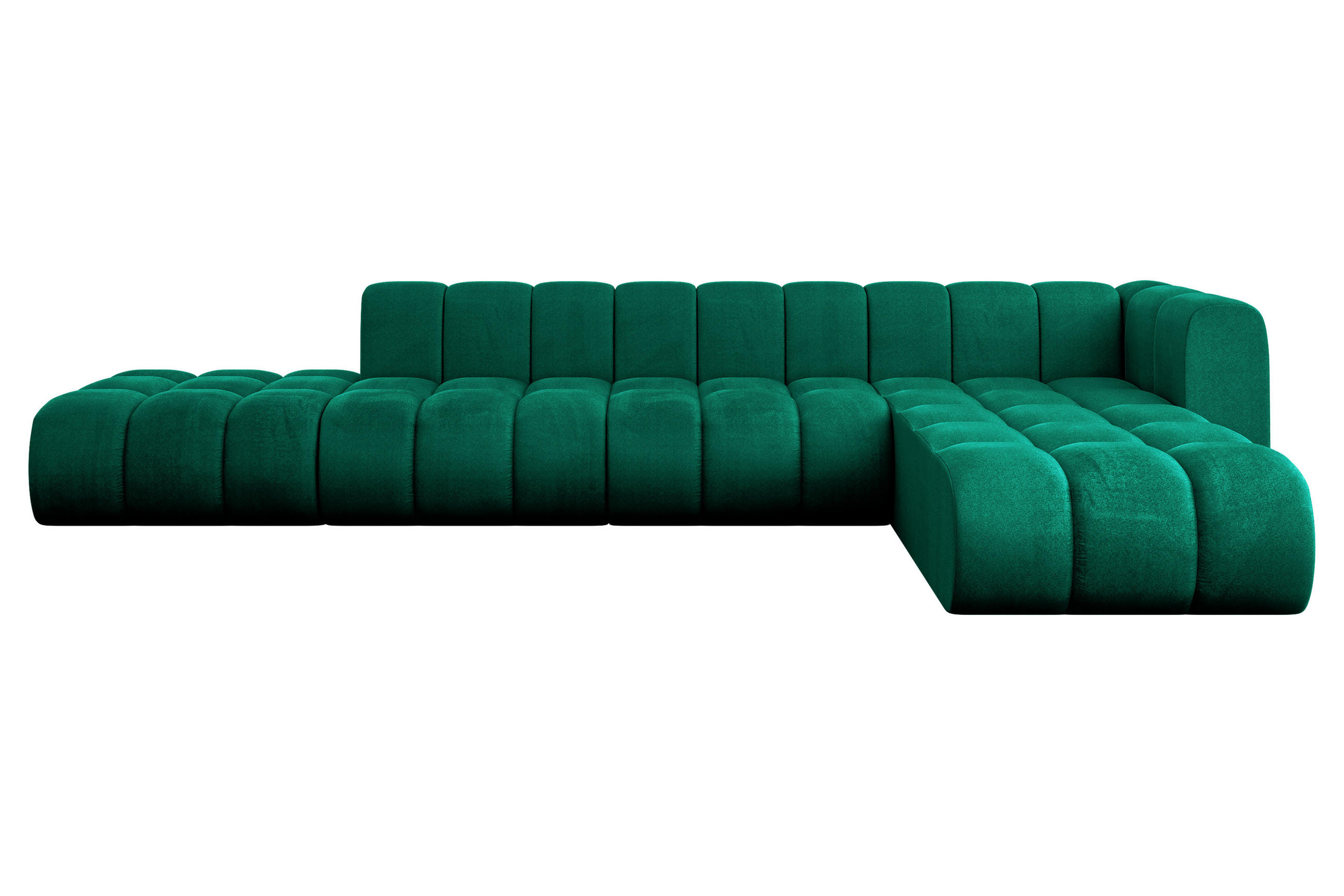 ECKSOFA modulares Sofa Zuvon-L2 - 387x177x70 cm Grün - Dunkelgrün, Holzwerkstoff/Textil (387/177cm) - ALTDECOR