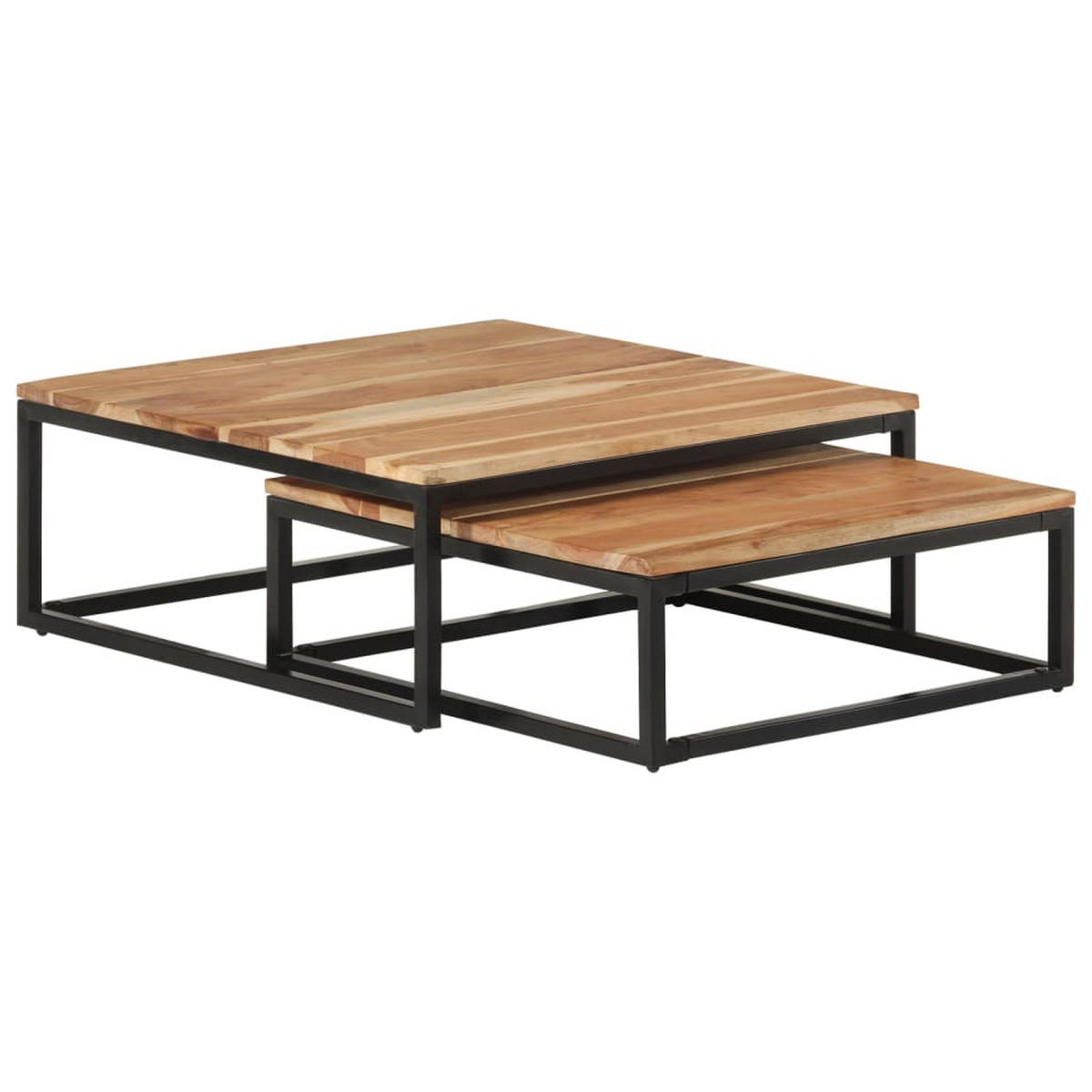 SATZTISCHE 2 Stk. Massivholz Akazie - Braun, Holz (60/70/68cm) - furnicato
