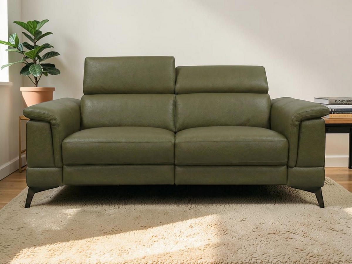 3-SITZER Sofa Planet Echtleder Olivgrün - Olivgrün, Leder/Metall (200/80/110cm)