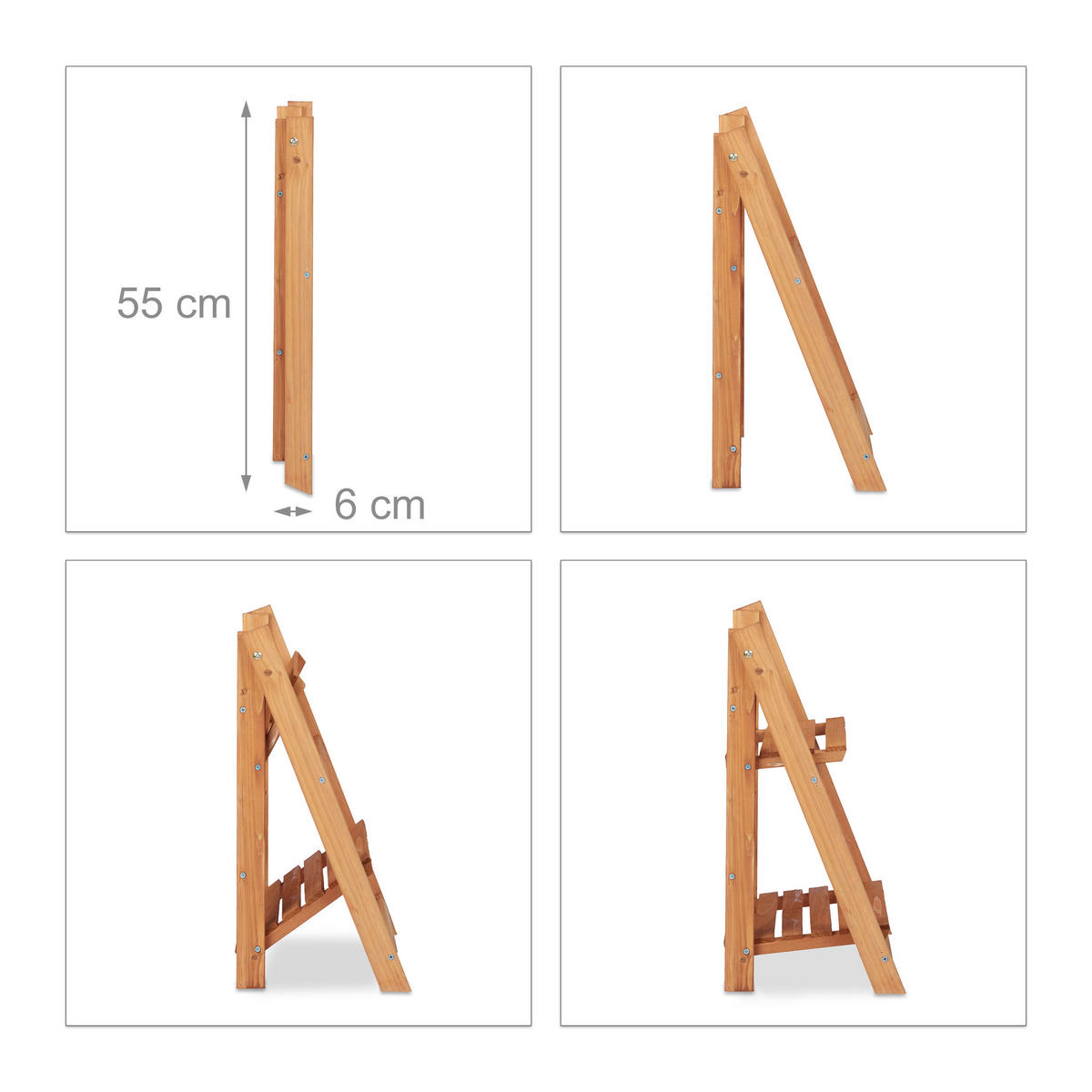BLUMENTREPPE - Hellbraun, Holz (41/51/25cm) - Relaxdays