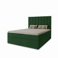 BOXBETT Nero mit 2 Bettkästen, 140x200, Farbe: Grün, Cordstoff, Doppelbett mit Bonell-Matratze inkl. Topper - Grün, Holz/Kunststoff (140/200cm) - Marpur