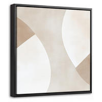 LEINWAND Bilder mit Rahmen - Braun - Japandi - Abstrakt - 20x20 - Sandfarben, Textil (20/20cm) - MuchoWow