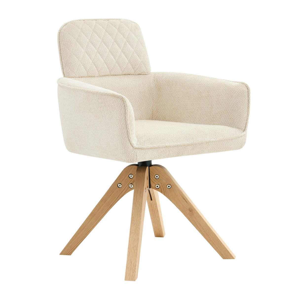 ESSZIMMERSTUHL 2er-Set drehbar ca. 85 cm Stoff Weiß Massivholz - Weiß, Holz (51/85/53cm) - Meubliv