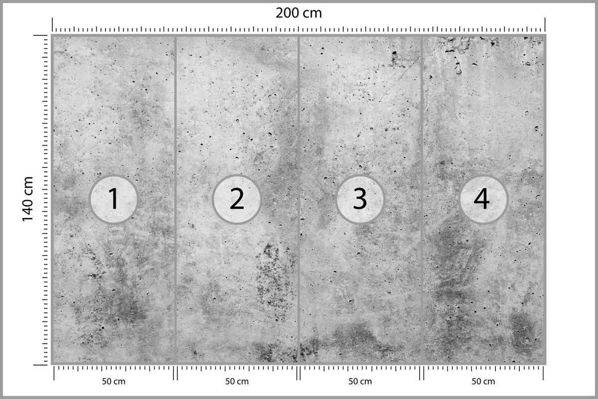 FOTOTAPETE Grauer Minimalistischer Beton Industrial Modern Loft 200x140 - Grau, Papier (200/140cm) - Muralo