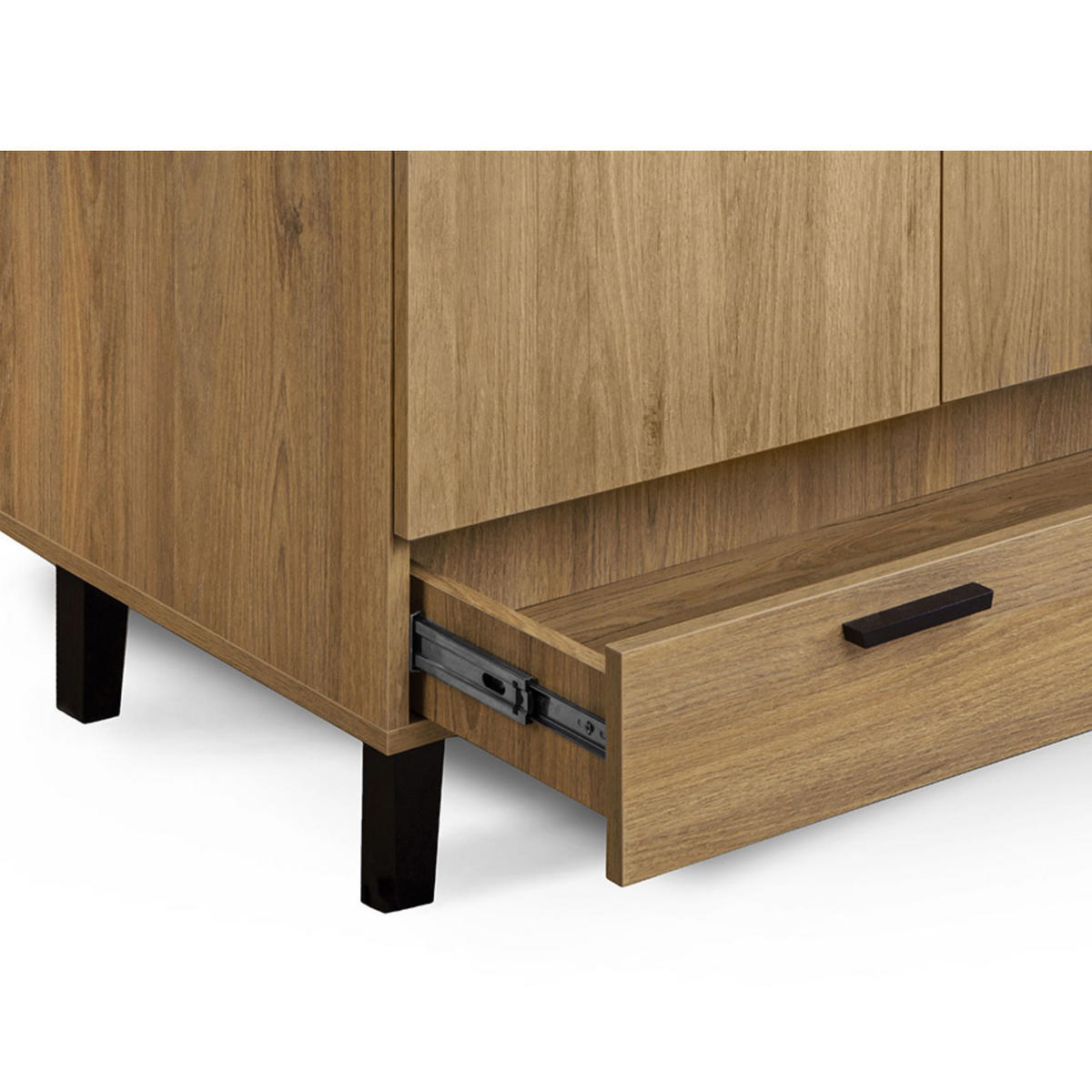KLEIDERSCHRANK FRISK Skandinavischer Stil mit Schublade, braun - Schwarz/Braun, Eichenholz/Holzwerkstoff (100/195/58cm) - KONSIMO®