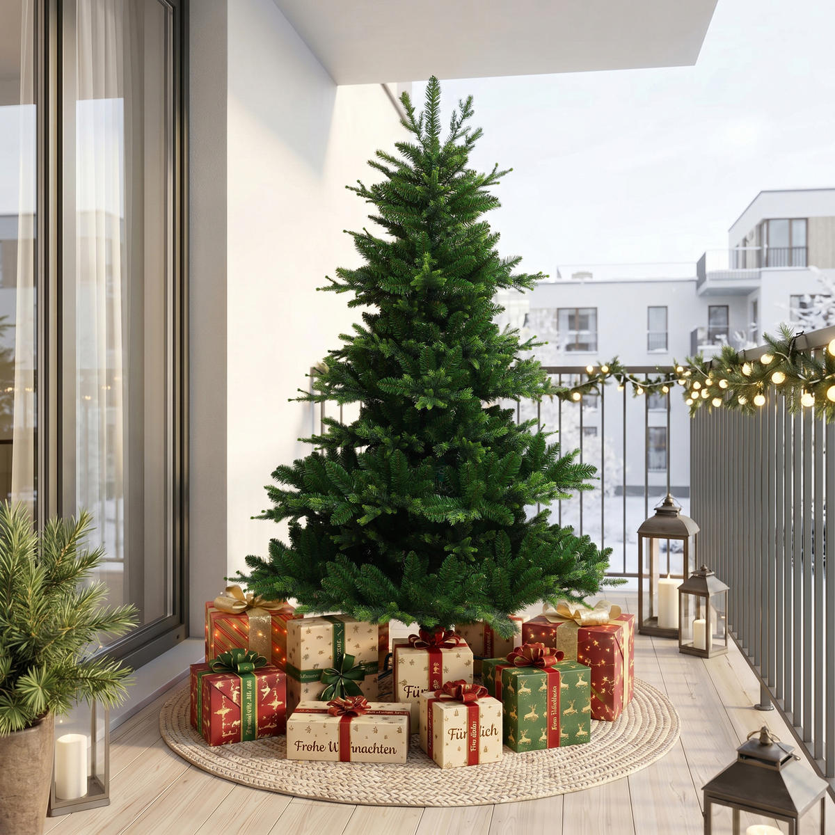 KÜNSTLICHER Weihnachtsbaum 185 cm, Tannenbaum mit Metallständer - Grün, Kunststoff (125/185cm) - Hometopia