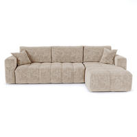 ECKSOFA rechtwinklig VIBE Geprägter Samt Beige 286cm - Beige, Textil (286/165cm) - Premium Interiors